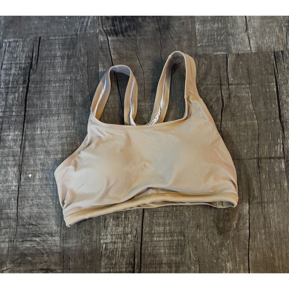 Calypsa Swim Bra Bikini Top‎ XS Nude Beige Racerback Athletic Swimwear